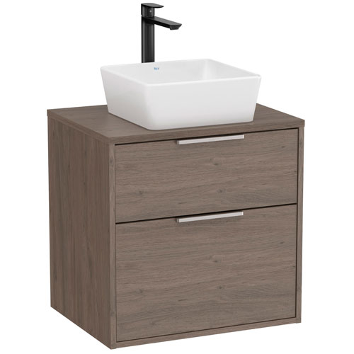 Mueble base Optica c/2 cajones, p/lavabo de sobre encimera, 590x455x580 mm, roble oscuro, (A851986537)