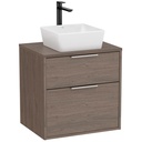 Mueble base Optica c/2 cajones, p/lavabo de sobre encimera, 590x455x580 mm, roble oscuro, (A851986537)