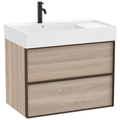 Conjunto Unik Inspira (mueble base c/2 cajones y lavabo izquierda) 800x490x685 mm, pino blanco, (A851991546)