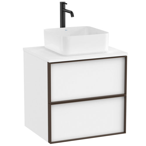 Mueble base Inspira c/2 cajones, p/lavabo de encimera o sobre encimera, 600x490x580 mm, blanco mate, (A851993509)