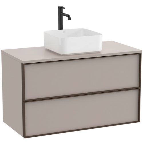 Mueble base Inspira c/2 cajones, p/lavabo de encimera o sobre encimera, 1000x490x580 mm, gris arena, (A851995510)
