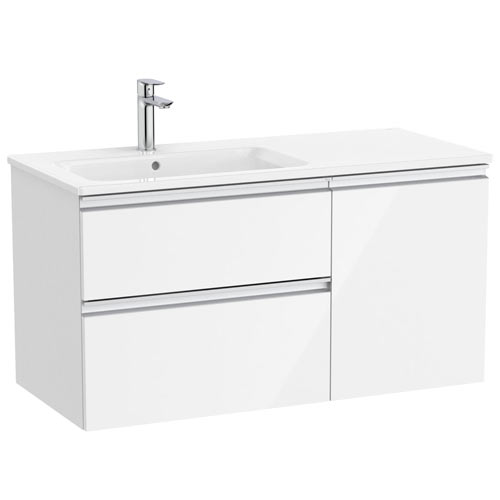 Conjunto Unik The Gap (mueble base c/2 cajones, 1 puerta y lavabo izquierda) 1005x460x537 mm, blanco brillo, (A851996806)