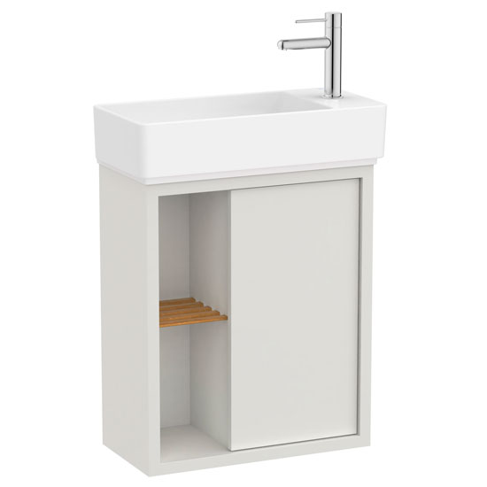 Unik Tura (mueble base compacto 1 puerta, estante lat., lav. ag. grif. der.) 550x275x600 mm, olmo claro, (A852022565)