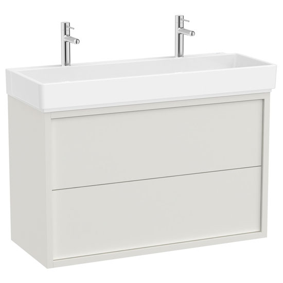 Unik Tura (mueble base de dos cajones y lavabo con dos orificios para grifería) 1000x430x600 mm, blanco roto, (A852036558)