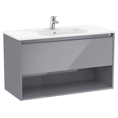 Unik Tenor (mueble de un cajón, estante abierto y lavabo) 1005x460x580 mm, gris brillo, (A852081516)