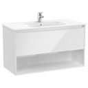 Unik Tenor (mueble de un cajón, estante abierto y lavabo) 1005x460x580 mm, blanco brillo, (A852081806)