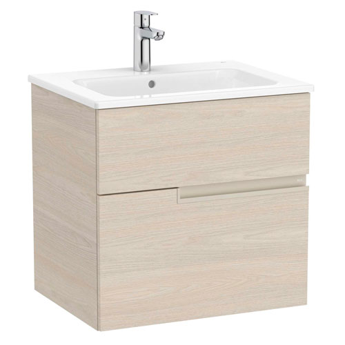 Conjunto Unik Victoria-N (mueble base con dos cajones y lavabo) 605x460x583 mm, fresno claro, (A852095541)