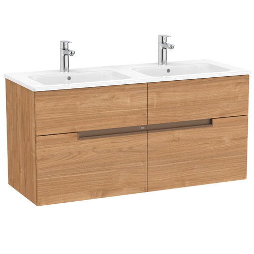 Conjunto Unik Victoria-N (mueble base c/4 cajones y lavabo doble) 1191x460x583 mm, nogal, (A852099517)