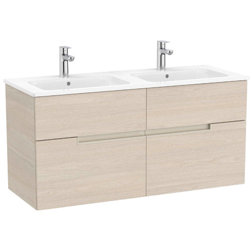 Conjunto Unik Victoria-N (mueble base c/4 cajones y lavabo doble) 1191x460x583 mm, fresno claro, (A852099541)