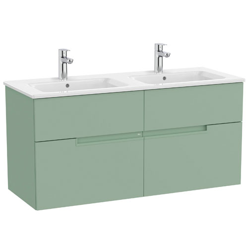 Conjunto Unik Victoria-N (mueble base c/4 cajones y lavabo doble) 1191x460x583 mm, verde savia, (A852099564)