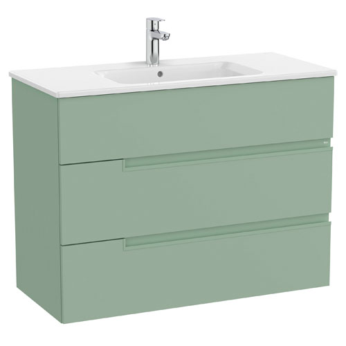 Conjunto Unik Victoria-N (mueble base con tres cajones y lavabo) 1005x460x757 mm, verde savia, (A852103564)