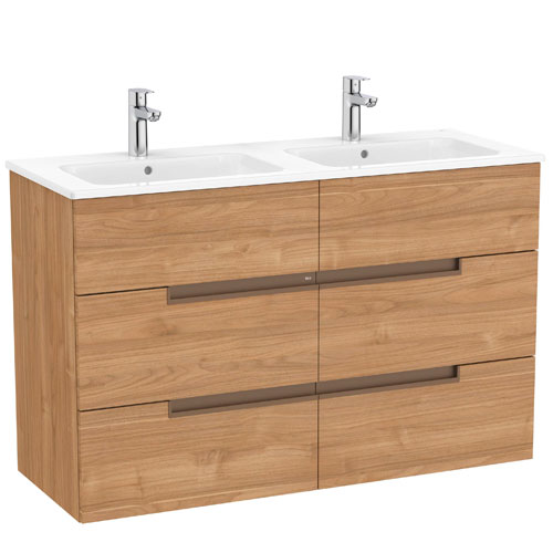 Conjunto Unik Victoria-N (mueble base con seis cajones y lavabo doble) 1191x460x757 mm, nogal, (A852104517)