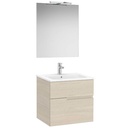 Conjunto Pack Victoria-N (mueble base c/2 cajones, lavabo y espejo c/aplique LED) 605x460x583 mm, fresno claro, (A852105541)