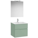 Conjunto Pack Victoria-N (mueble base c/2 cajones, lavabo y espejo c/aplique LED) 605x460x583 mm, verde savia, (A852105564)