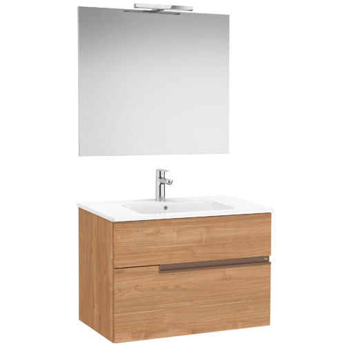 Conjunto Pack Victoria-N (mueble base c/2 cajones, lavabo y espejo c/aplique LED) 805x460x583 mm, nogal, (A852107517)