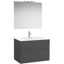 Conjunto Pack Victoria-N (mueble base c/2 cajones, lavabo y espejo c/aplique LED) 805x460x583 mm, onix, (A852107531)