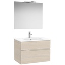 Conjunto Pack Victoria-N (mueble base c/2 cajones, lavabo y espejo c/aplique LED) 805x460x583 mm, fresno claro, (A852107541)