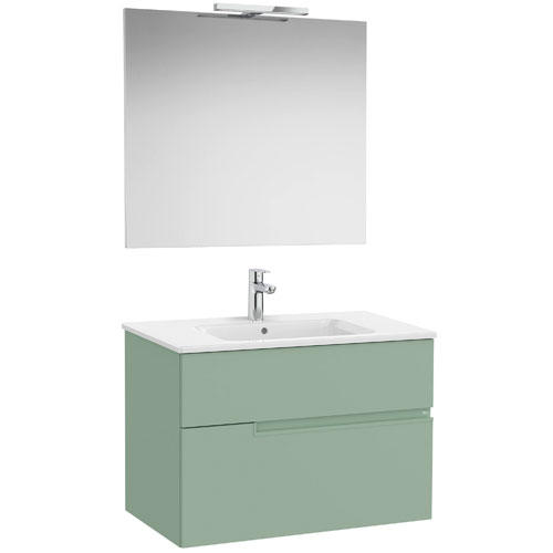Conjunto Pack Victoria-N (mueble base c/2 cajones, lavabo y espejo c/aplique LED) 805x460x583 mm, verde savia, (A852107564)