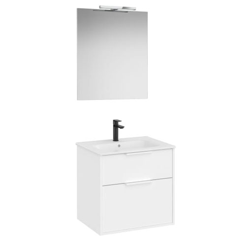 Conjunto Pack Optica (mueble base compacto c/2 cajones, lavabo, espejo y ap. Starlight) 590x455x565 mm, bl. mate, (A852459509)