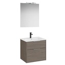 Conjunto Pack Optica (mueble base compacto c/2 cajones, lavabo, espejo y ap. Starlight) 590x455x565 mm, roble osc., (A852459537)