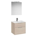 Conjunto Pack Optica (mueble base compacto c/2 cajones, lavabo, espejo y ap. Starlight) 590x455x565 mm, fresno cl., (A852459541)