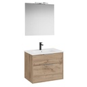 Conjunto Pack Optica (mueble base compacto c/2 cajones, lavabo, espejo y aplique Starlight) 690x455x580 mm, nogal, (A852460517)