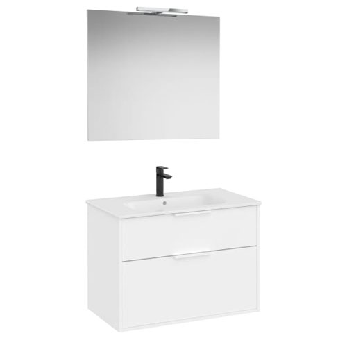 [PROCA852461509] Conjunto Pack Optica (mueble base compacto c/2 cajones, lavabo, espejo y ap. Starlight) 790x455x580 mm, bl. mate, (A852461509)