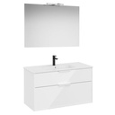 Conjunto Pack Optica (mueble base compacto c/2 cajones, lavabo, espejo y ap. Starlight) 990x455x580 mm, bl. brillo, (A852462806)