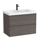 Conjunto Unik Linea (mueble base c/2 cajones y lavabo de FINECERAMIC), 800x455x625 mm, nogal oscuro, (A852489597)