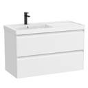 Conjunto Unik Linea (mueble base c/2 cajones y lavabo de FINECERAMIC a la izquierda), 1000x455x625 mm, blanco mate, (A852490509)