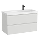 Conjunto Unik Linea (mueble base c/2 cajones y lavabo de FINECERAMIC a la derecha), 1000x455x625 mm, gris piedra, (A852492514)