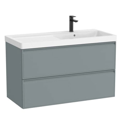 Conjunto Unik Linea (mueble base c/2 cajones y lavabo de FINECERAMIC a la derecha), 1000x455x625 mm, azul polar, (A852492596)