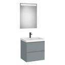 Conjunto Pack Linea (mueble base c/2cajones, lavabo de FINECERAMIC y espejo LED Eidos), 600x455x625 mm, azul polar, (A852494596)