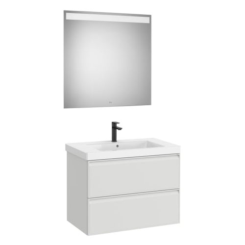 [PROCA852495514] Conjunto Pack Linea (mueble base c/2cajones, lavabo de FINECERAMIC y espejo LED Eidos), 800x455x625 mm, gris piedra, (A852495514