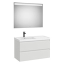 Conjunto Pack Linea (mueble base c/2cajones, lav. FINECERAMIC a la izq., esp. LED Eidos), 1000x455x625 mm, gris p., (A852496514)