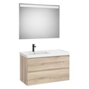 Conjunto Pack Linea (mueble base c/2cajones, lav. FINECERAMIC a la izq., esp. LED Eidos), 1000x455x625 mm, beige m., (A852496524
