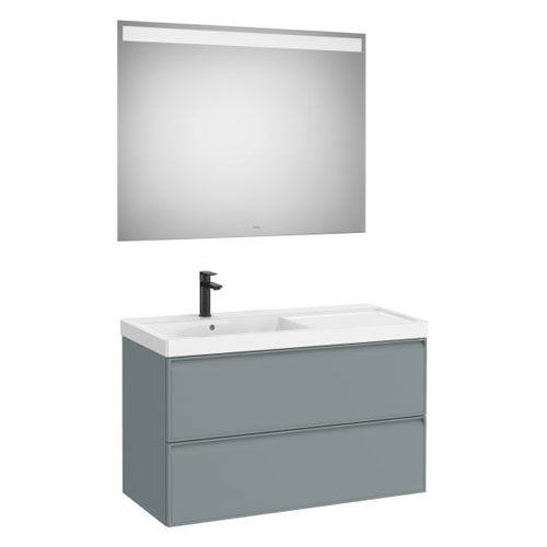 [PROCA852496596] Conjunto Pack Linea (mueble base c/2cajones, lav. FINECERAMIC a la izq., esp. LED Eidos), 1000x455x625 mm, azul p., (A852496596)