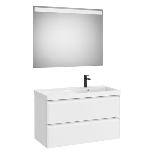 [PROCA852498509] Conjunto Pack Linea (mueble base c/2cajones, lav. FINECERAMIC a la dcha., esp. LED Eidos), 1000x455x625 mm, bl. m., (A852498509)