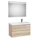Conjunto Pack Linea (mueble base c/2cajones, lav. FINECERAMIC a la dcha., esp. LED Eidos), 1000x455x625 mm, b. mad., (A852498524