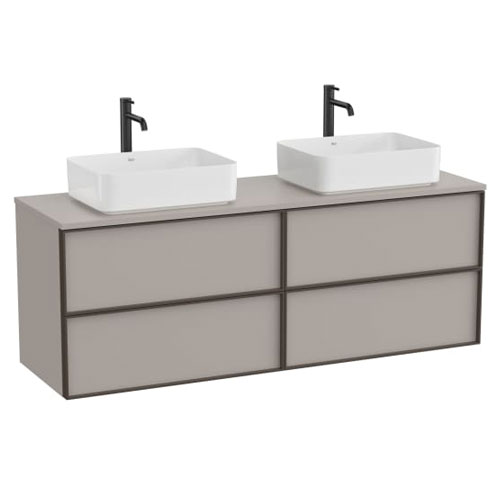 Mueble base Inspira c/4 cajones p/lavabo de encimera o sobre encimera, 1576x486x565 mm, gris arena, (A852523510)