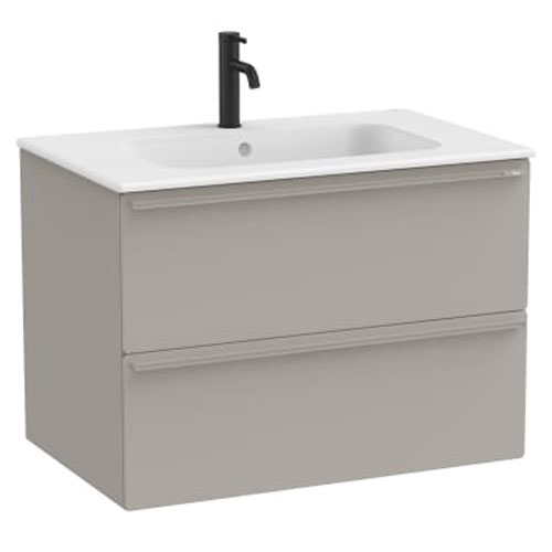 Conjunto Unik Volia (mueble base c/2cajones y lavabo en acabado blanco mate), 810x510x565 mm, gris arena, (A852536510)