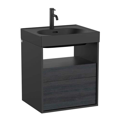 [PROCA858105610] Mueble base Meridian c/2 cajones y estante abierto p/lavabo, 550x460x565 mm, negro / ébano, (A858105610)