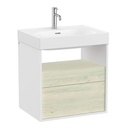 Mueble base Meridian c/2 cajones y estante abierto p/lavabo, 600x460x565 mm, blanco mate / abedul claro, (A858106605)