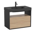 Mueble base Meridian c/2 cajones y estante abierto p/lavabo, negro / aliso, (A858107608)