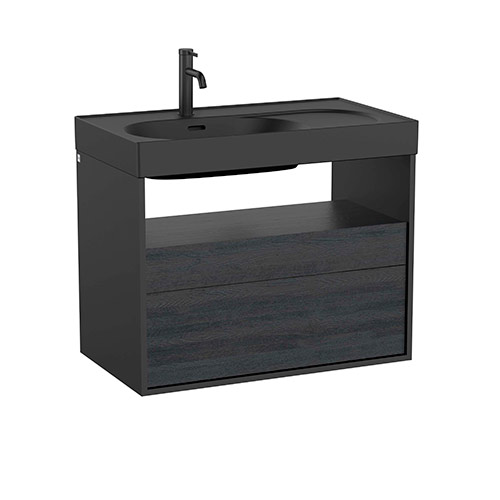 [PROCA858107610] Mueble base Meridian c/2 cajones y estante abierto p/lavabo, negro / ébano, (A858107610)