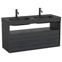 Mueble base Meridian c/2 cajones y estante abierto p/lavabo doble, 1200x460x565 mm, negro / ébano, (A858109610)