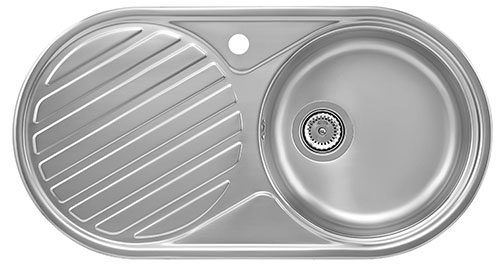 Fregadero Duo de 1 cubeta de acero inoxidable y escurridor a izquierda, 840x440x145 mm, (A870940845)