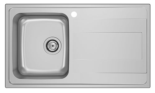 Fregadero Budapest de 1 cubeta de acero inoxidable, 860x500x180 mm, (A870N30860)