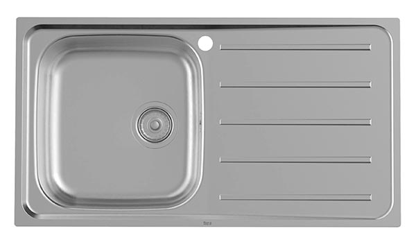 Fregadero Victoria de 1 cubeta de acero inoxidable y escurridor derecha, 900x490x160 mm, (A873901A01)