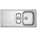 Fregadero Glasgow de 2 cubetas de acero inoxidable y escurridor izquierda, 1000x500x180 mm, (A87S101C01)